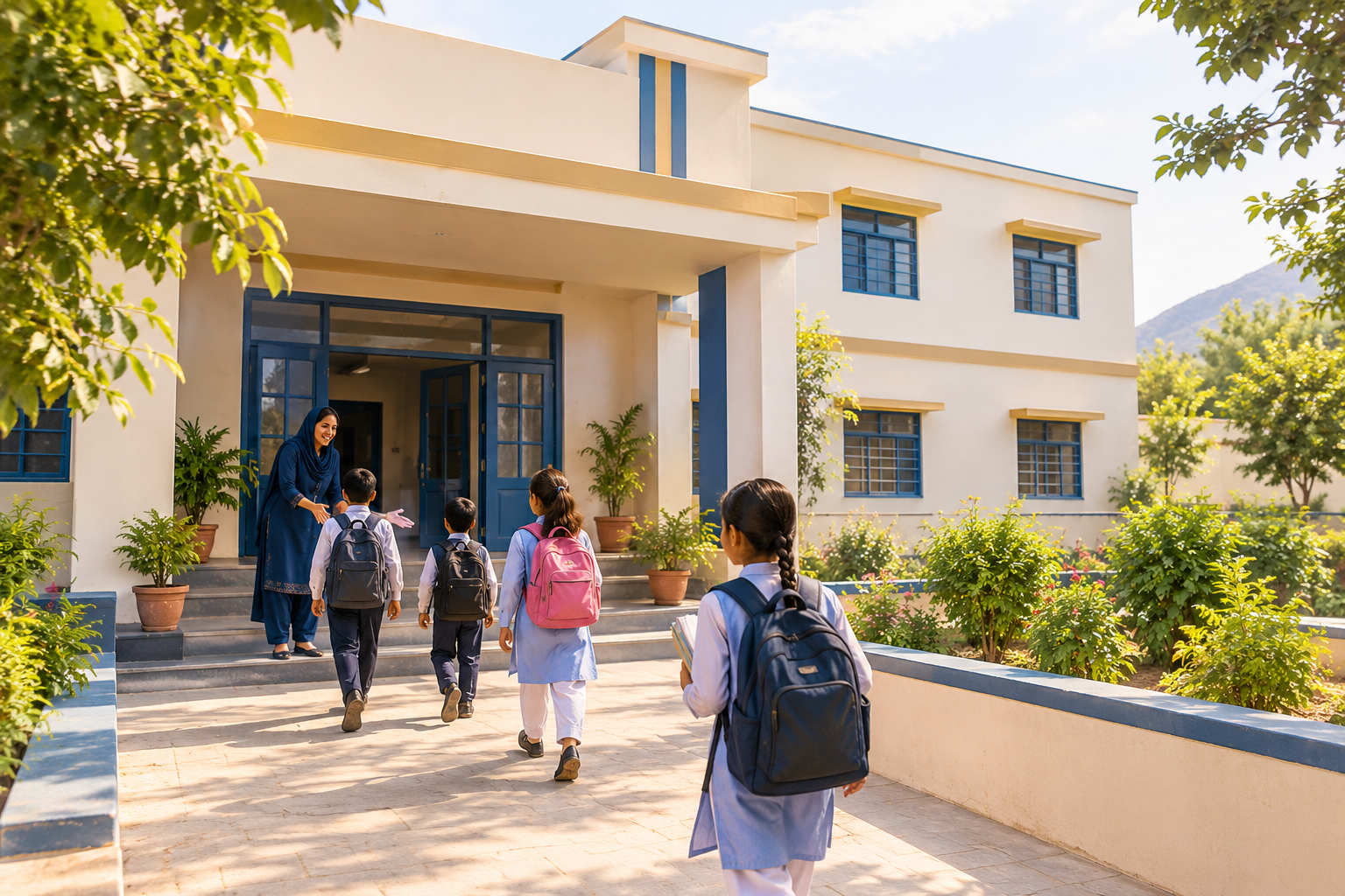 A welcoming school courtyard, representing the vision for a future Christian school